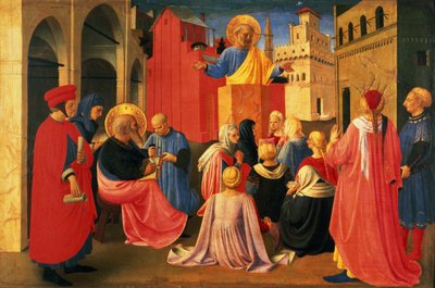 (detalle) del Tríptico de Linaiuoli, predela mostrando a San Pedro predicando de Fra Angelico